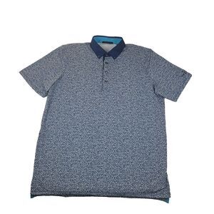Greyson Men’s XL Polo Shirt Blue White Pattern Short Sleeve Golf Crosby